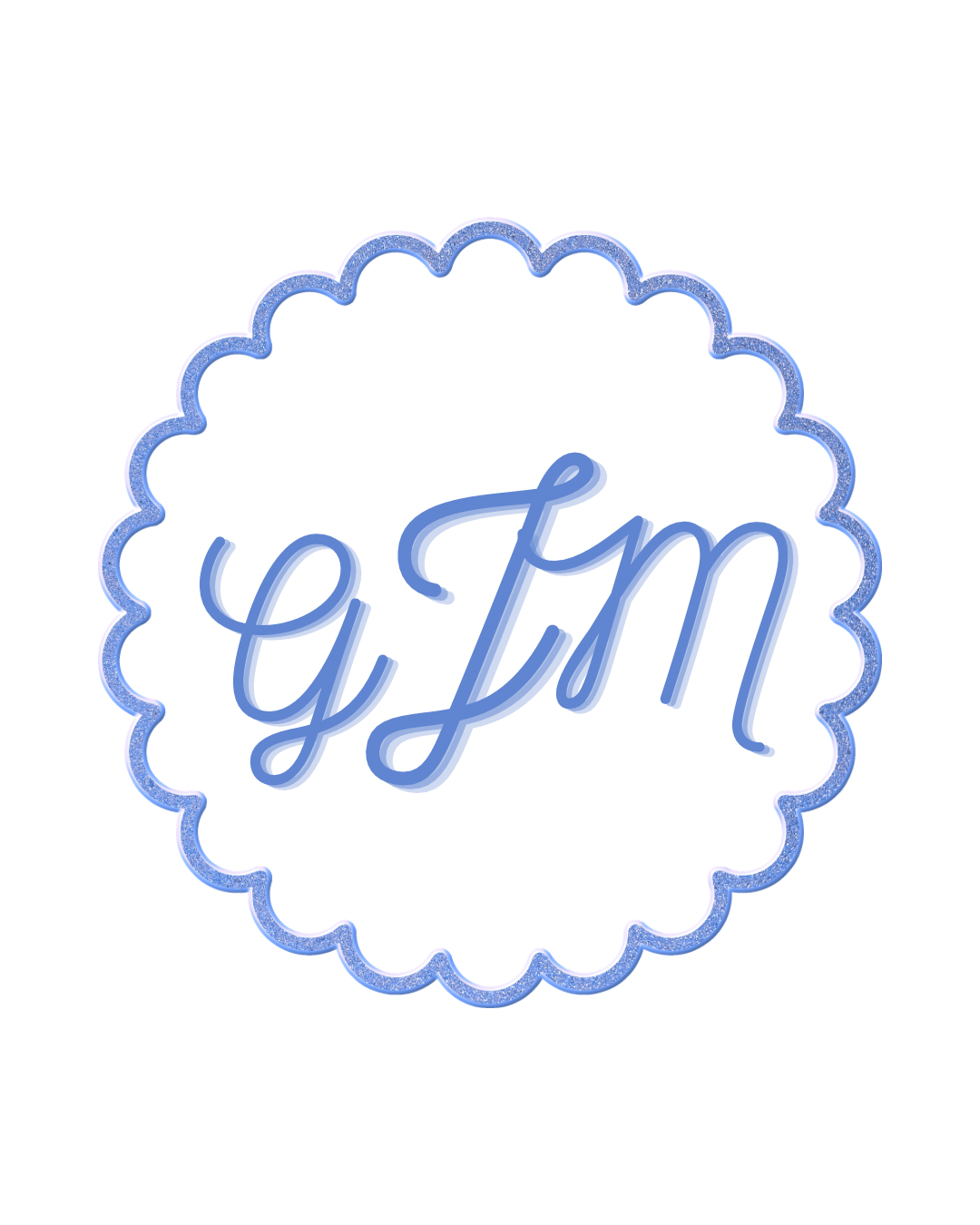 Scallop Monogramed Center Clip On